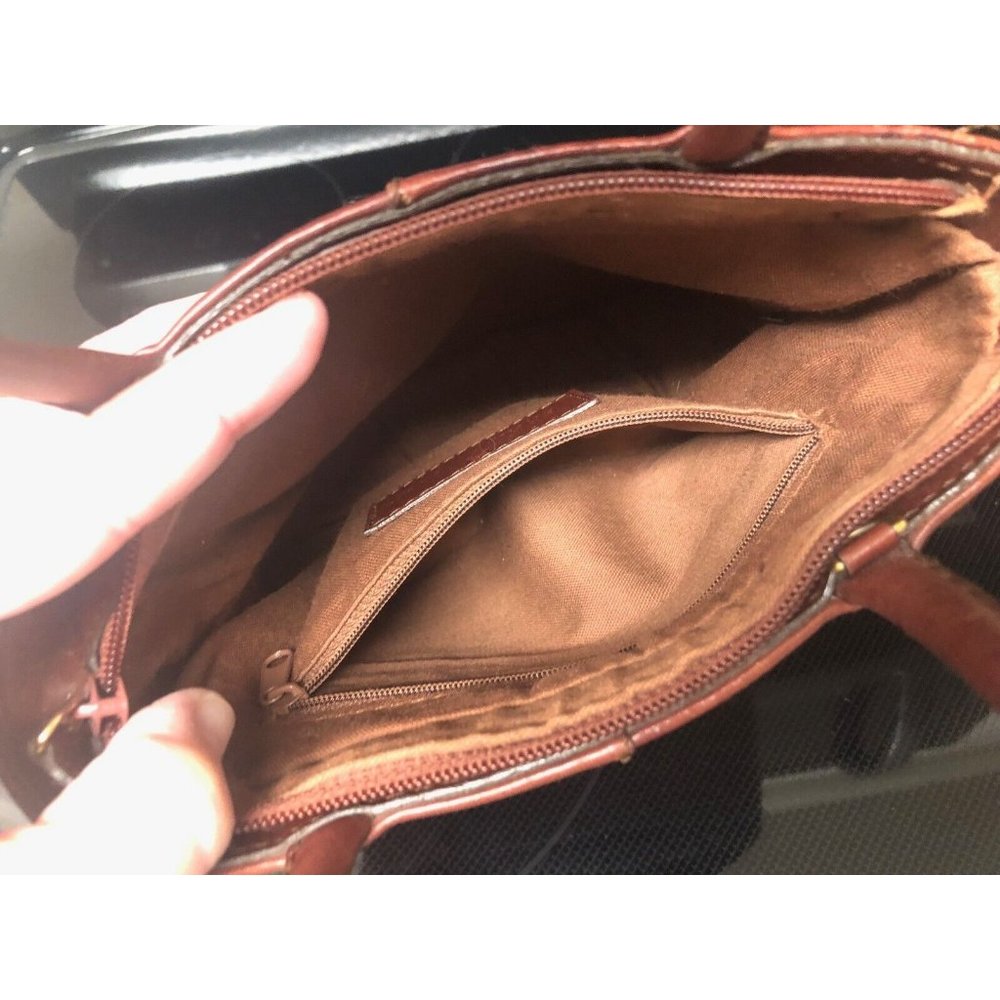 Etienne Aigner Brown Leather Small Top-Handle Tote - Picture 10 of 15